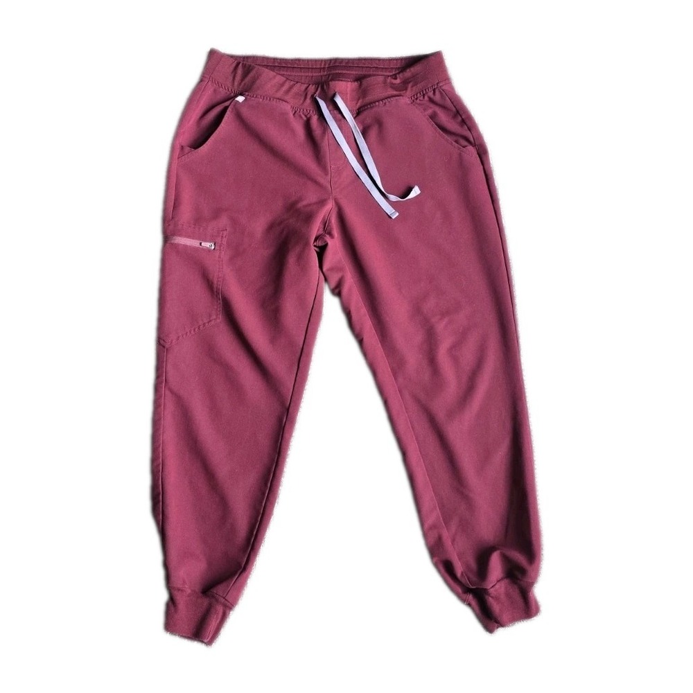 Womens FIGS Technical Collection Scrub Jogger Pants Navy Maroon L/Petite